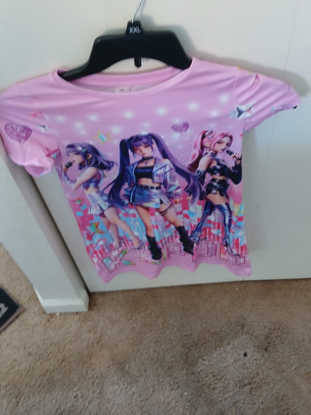 Girls' Pink Graphic K-Pop Style Short Sleeve Dress